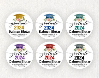 Graduation Decorations 2024 Personalized Graduation Favor Stickers Cookie Take Home Bags Stickers Graduation Party Snack Treat Bags Stickers