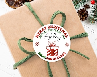 Personalisierte Weihnachtsgeschenk Aufkleber/Von Santa Aufkleber/Benutzerdefinierte Namensetiketten für Kinder/Nordpol Lieferung Aufkleber/Santa Geschenk Aufkleber