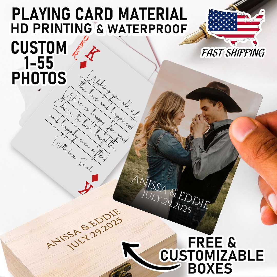 Photo Playing Cards Wedding Guest Book Alternative Personalized Photo ...