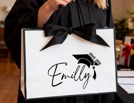 Custom Graduation Gift Bags, Graduation Gift, Personalized Name Gift Bag, University Gift, Class of 2026, Leavers Gift Bag, Groom Gift