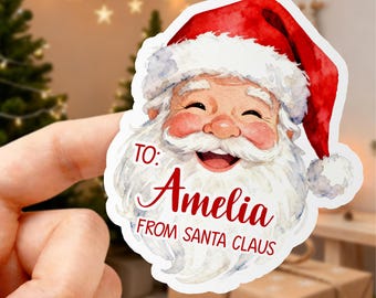 Personalized Santa Christmas Sticker/Christmas Name Tag/Custom Present Label/Named Christmas Label/XMAS Gift Tag/Holiday Party Favor Label