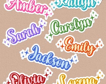 Custom Name Sticker/Personalized First and Last Name Sticker/Waterproof Name Decal/Customized Colorful Name Gift Tag/Bridal Party Gift Tags
