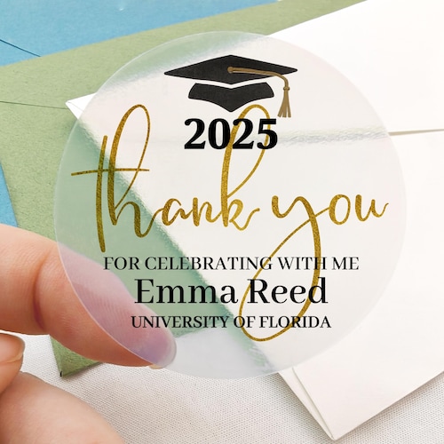 Clear Graduation Stickers/Graduation Decorations 2025/Custom Graduation Labels/Printed Favor Stickers/Personalized Label