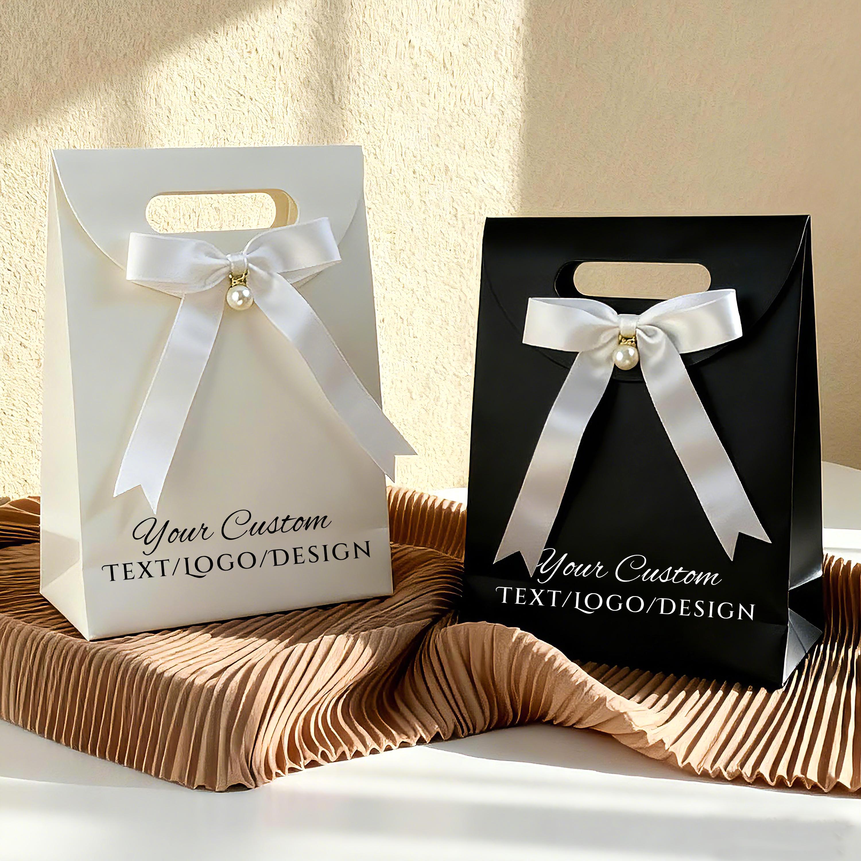 Personalized Luxe Pearl Bow Gift Bag/thank You Bag for Guest/ribbon Tie ...