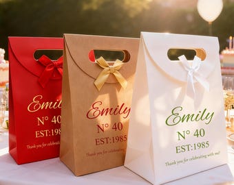 Custom Birthday Gift Bag/Birthday Party Thank You Gift Bags/Custom Gift Bags/Bow Tie Gift Bags/Bridesmaid Gift Bags/Custom Name Gift Bags