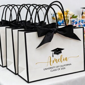 Custom Graduation Gift Bags, Graduation Gift, Personalized Name Gift Bag, University Gift, Class of 2026, Leavers Gift Bag, Groom Gift image 7