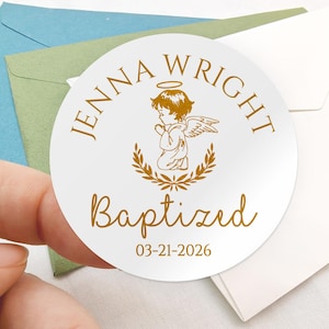 Personalized Baptism Sticker/Baptism Gift Tag Labels/Boys Baptism Favor Tag/Girls Baptism Stickers/Christening Favor Label/First Communion