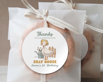 Silly Goose Party Stickers/Country Goose/Baby Shower/First Birthday Favor Labels/Milestone Stat Decoration Labels/Thank You Stickers