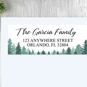 Forest Woodland Return Address Label Landscape Mountain Stickers Housewarming Gift Pine Trees Address Label