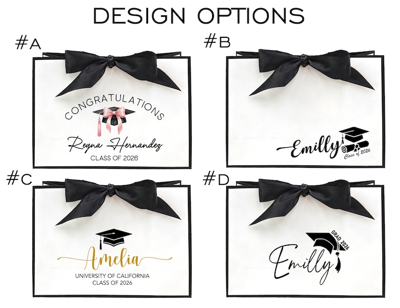 Custom Graduation Gift Bags, Graduation Gift, Personalized Name Gift Bag, University Gift, Class of 2026, Leavers Gift Bag, Groom Gift image 2