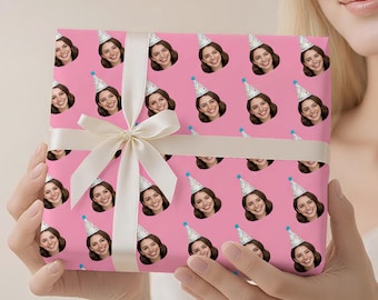 Personalized Photo Wrapping Paper/Funny Gift for Boyfriend/ Custom Face Print Gift Wrapping Paper/Custom Photo Birthday Wrapping Paper