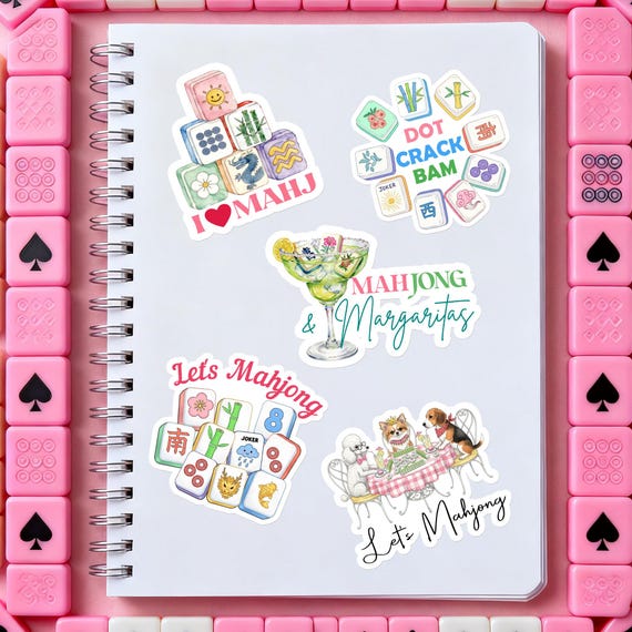 Mahjong Stickers, Mahjong Social Club Mahjong Gift Tag, Mahjong with My Girls, Mahjong Lovers Phone Decorations, Mom Mahj Squad Party Favors