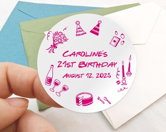 Happy Birthday Gift Tag Stickers/Personalized Stickers Labels/Round Stickers/Custom Stickers/Birthday Gift Stickers/Thank You Stickers