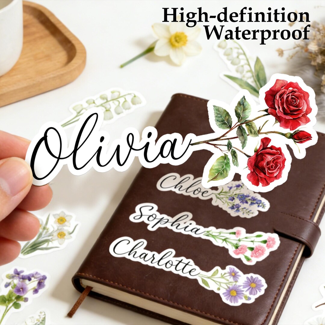 Personalized Birth Month Flower Name Sticker, Custom Vinyl Decals ...