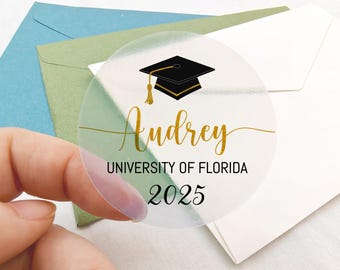 Graduation Class of 2025 Labels/Graduation Party Stickers/Graduation Announcement Envelope Seals Label/Grad Cap Personalized Sticker