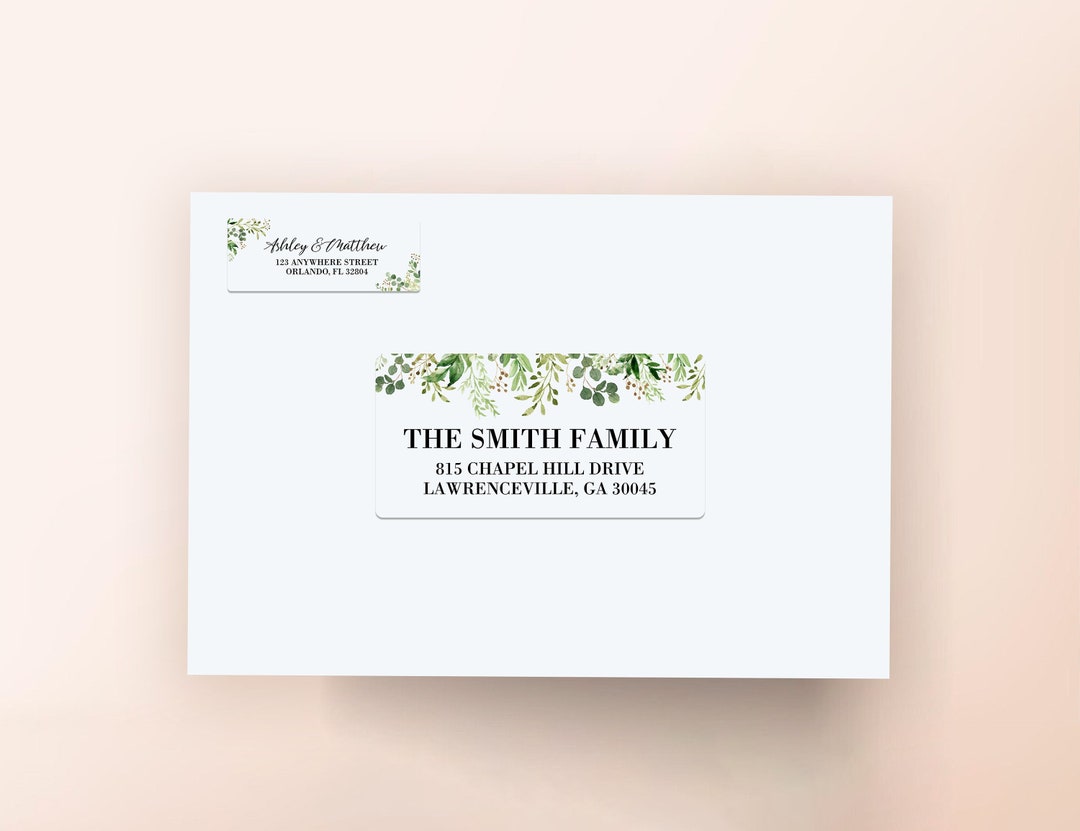 Personalized Greenery Recipients Address Labels/eucalyptus Guest