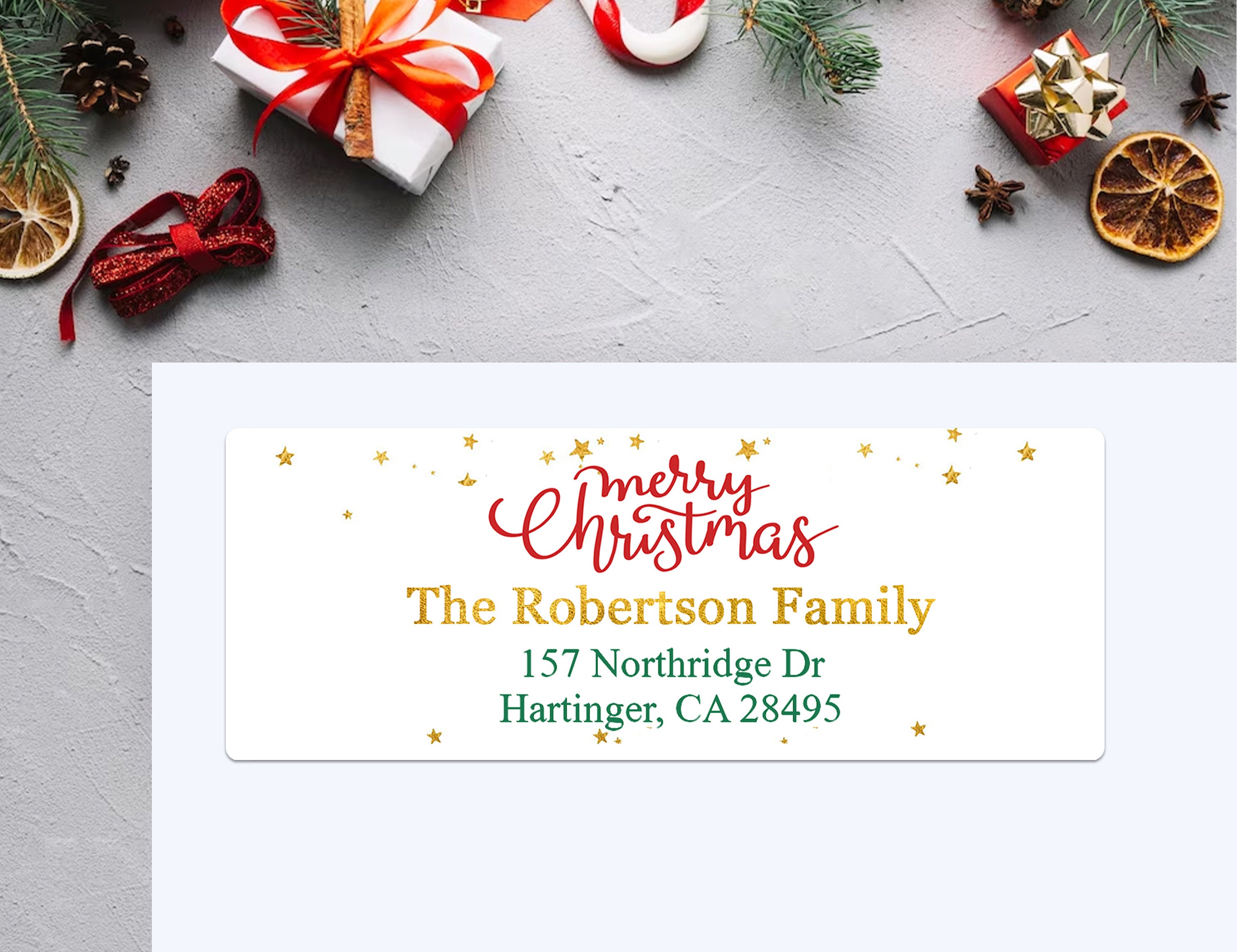 Recipient Address Labels for Christmas Card/christmas Recipient Mailing