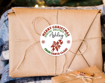 Weihnachtsgeschenk Aufkleber/Von Weihnachtsmann Aufkleber/Benutzerdefinierte Namensaufkleber für Kinder/Nordpol Lieferung Aufkleber/Personalisierte Weihnachtsgeschenk Aufkleber