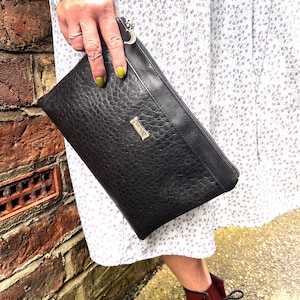 Vintage Firenze Clutch Bag in Weichem Schwarz mit Reißverschluss oben mit einem Fach für jeden Anlass