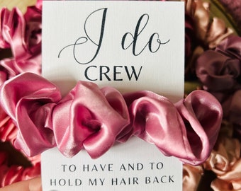 Blush Pink & Purple Scrunchie Hen Do Favor, I Do Crew Hair Tie