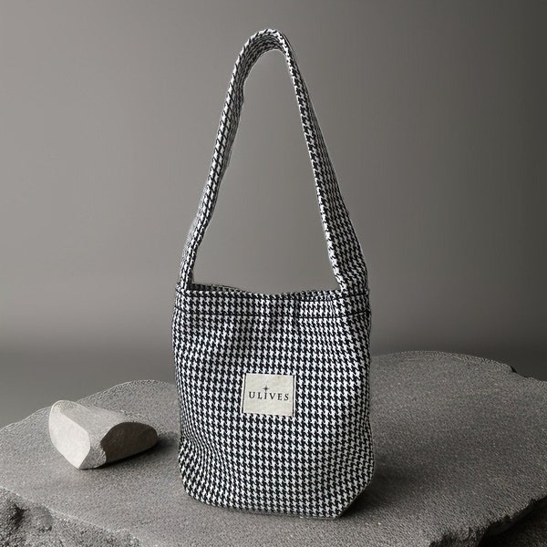 Sac en tissu à motif pied-de-poule pour bébé