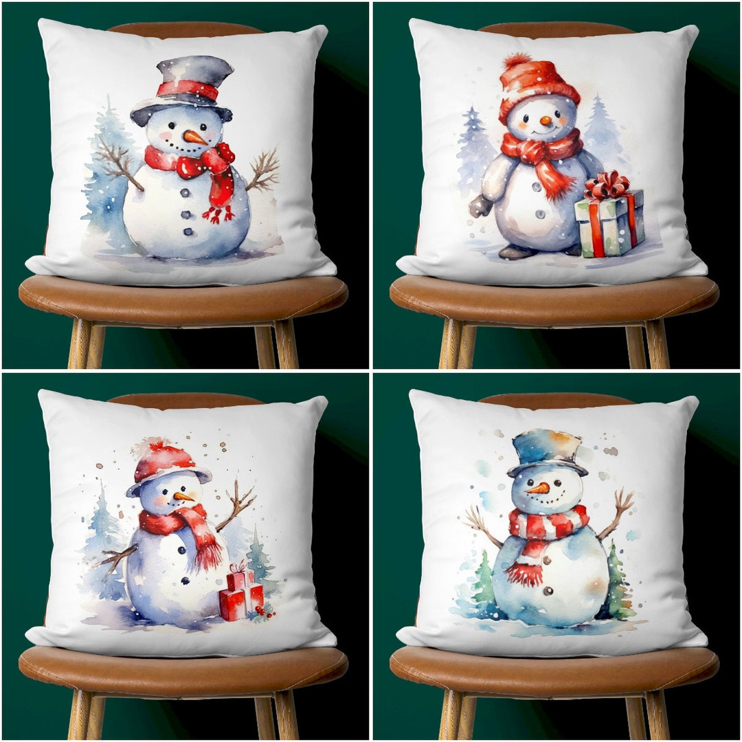Snowman Pillow Cover Winter Pillowcase Decorative Christmas Etsy