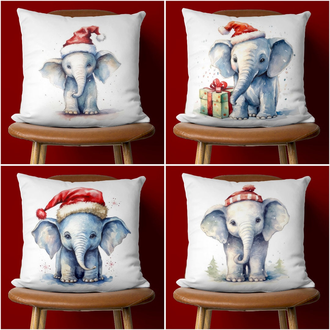 Elephant top christmas pillow