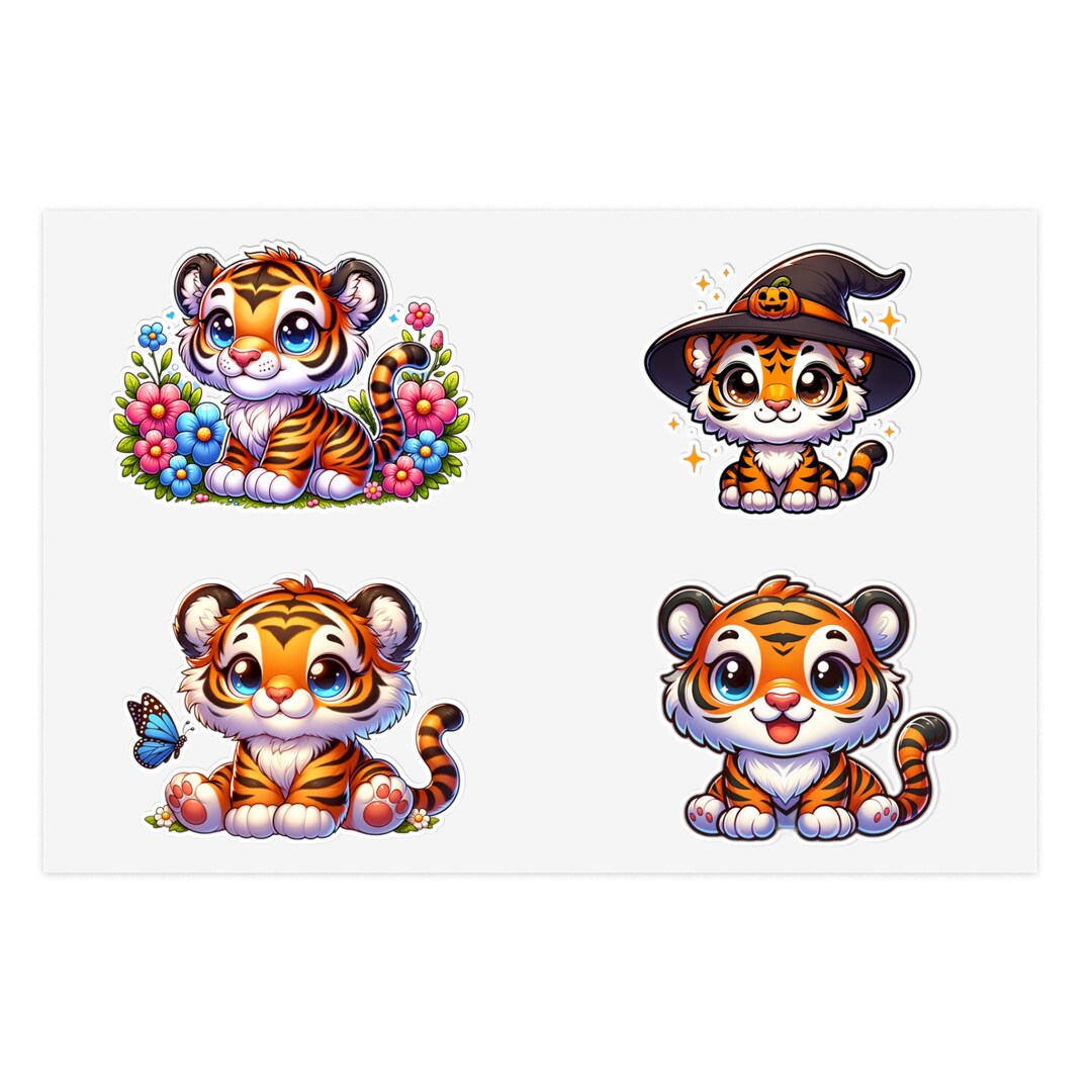 Tiger Stickers Cute Bengal Tiger Vinyl Decal Sticker for Laptops, Water Bottles ...