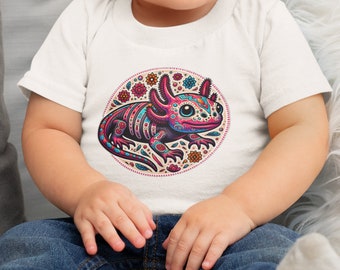 Cute Graphic Boho Axolotl Baby T-Shirt Toddler Birthday Gift Boho Chic Toddler Shirt Cute Toddler Shirt Gift Trendy Toddler Tee