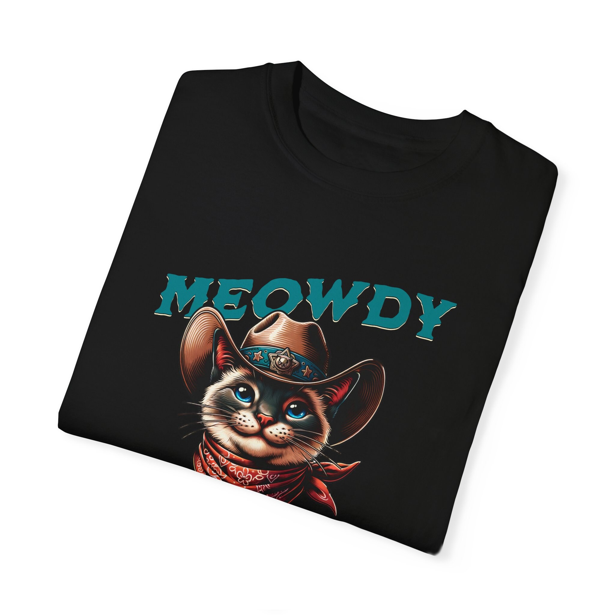 Meowdy Siamese Cowboy Cat Tshirt Wild West Whiskers Tee Catnip Cowboys