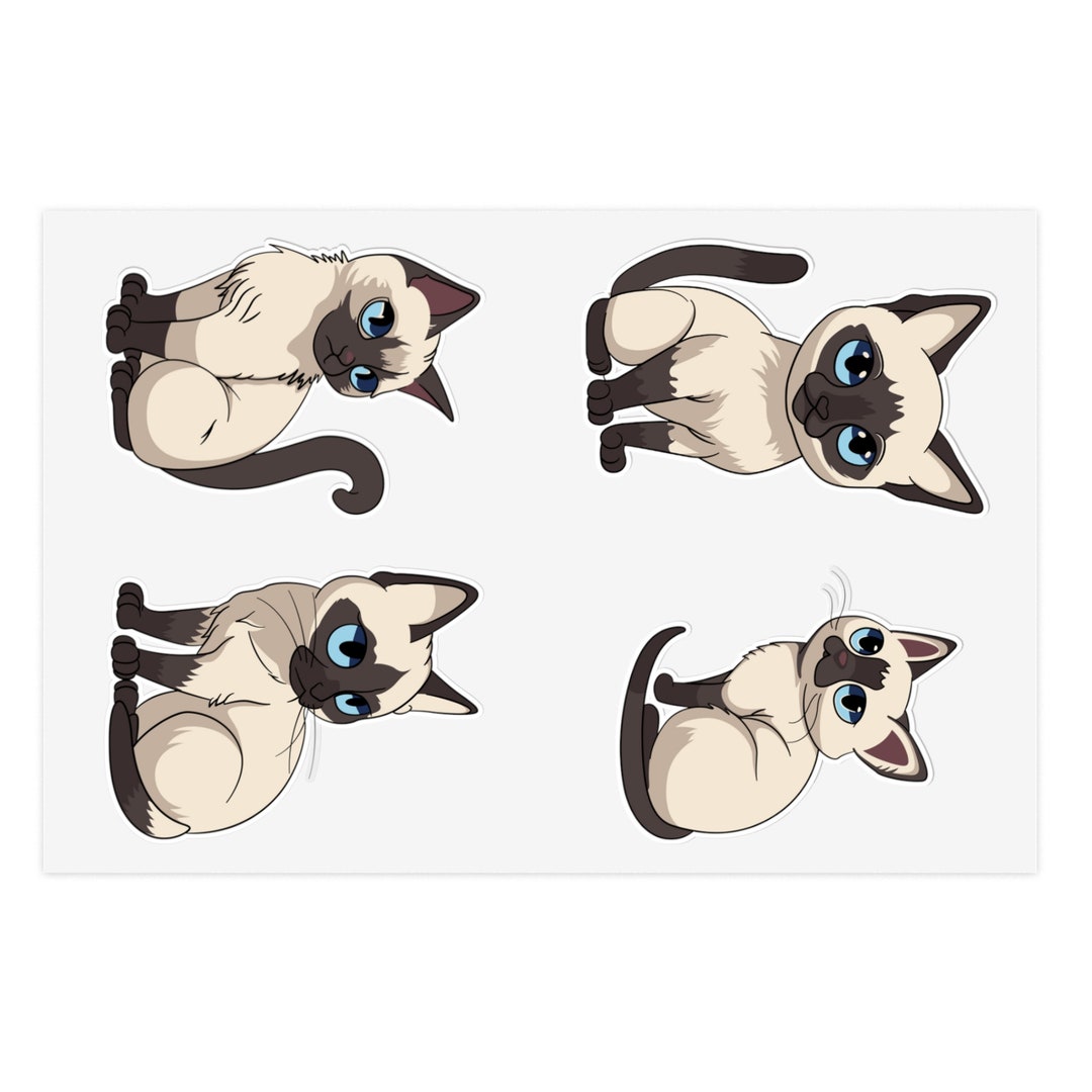 Siamese Sticker Siamese Cat Stickers Siamese Cat Decals Cat Lover Gift Siamese Cat ...