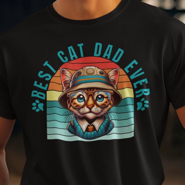 Best Cat Dad Ever Shirt Cat Dad T-Shirt Funny Cat Dad Tee Cat Dad Gift Father's Day Cat Dad Gift Cat Owner Men Gift Cute Safari Cat Shirt