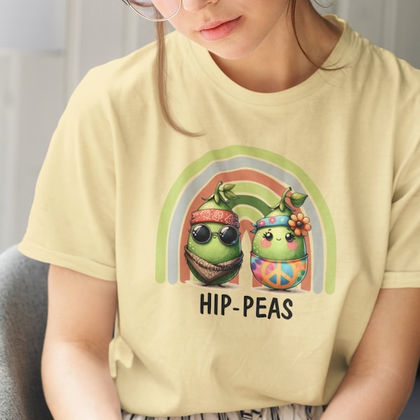 Hip-Peas T-Shirt, Hippie Retro Vegetable Puns, Unisex T-Shirt, Foodie Lover Gift, Chef Gift, Cook Gift, Peas Lover Gift, Comfort Colors Tee