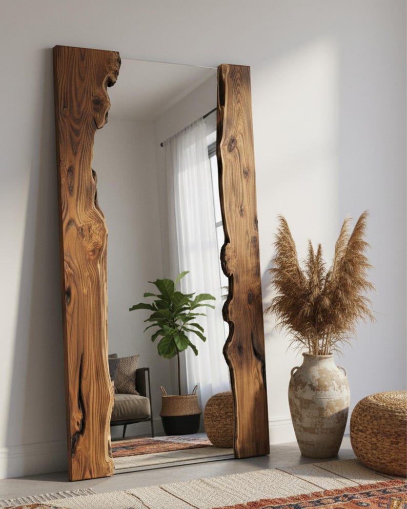Live Edge Wooden Mirror, Handmade Mirror 32x24