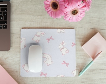 Coquette Mousepad Bunny Coquette Gift Cute Mouse Pad Pink Desk Mat Bow and Bunny Mouse Pad Dollette Gift For Coquette Gift