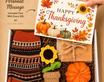 Thanksgiving Gift Box, Fall Gift Basket for Her, Pumpkin Candles Gift Set, Handmade Soap Care Package, Hostess Thank You Gift, Housewarming
