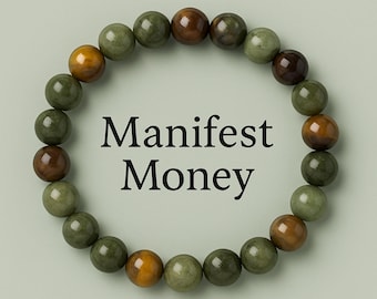 Manifest Money Tigers Eye Jade Bracelet – Abundance, Prosperity, Luck, Success Jewelry for Him or Her