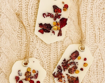 Botanical Wax Sachets – Handmade Aromatherapy Closet Fresheners | Natural Scented Wax Tablets with Dried Flowers