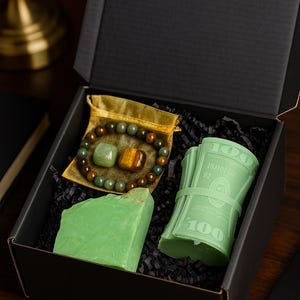 Manifest Money Crystal Bracelet Gift Set: Green Aventurine, Tigers Eye