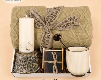 Hygge Gift Box for Men, Cozy Blanket Gift Basket for Him, Self Care Package, Get Well Soon Gift, Sympathy Care Box, Support Gift Box