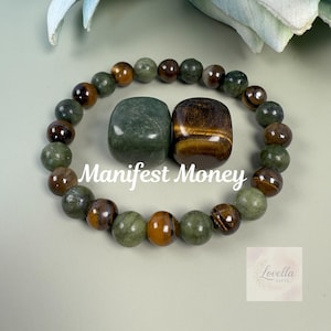 Jade & Tigers Eye Protection Chakra Bracelet Set: Beaded Evil Eye Jewelry for Manifesting Abundance