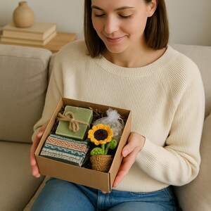 Hug in a Box Gift with Handmade Soap, Socks and Bath Salt, Self Care Package, Spa Gift Set for Her, Thinking of You