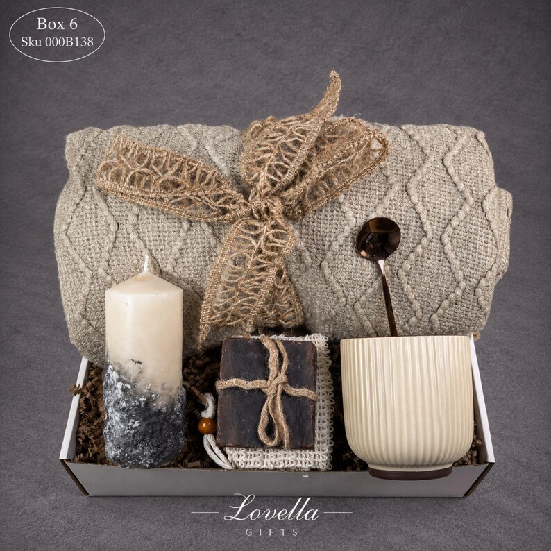 Sympathy gift box for loss of loved one featuring cozy blanket, handmade soap, ceramic mug with spoon, plush teddy bear and soft towel, bereavement care package for grief support and comfort during difficult times, condolence gift basket for women, thinking of you gift, memorial gift box, healing and recovery self care set, ready to gift sympathy package, thoughtful loss gift, comfort care box for grieving friend or family