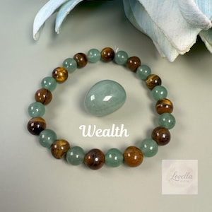 Gift for travels, Safe Travels Gift, Travel Protection Bracelet, Tiger Eye and Green Aventurine Crystal Set, Wealth Bracelet Prosperity Gift