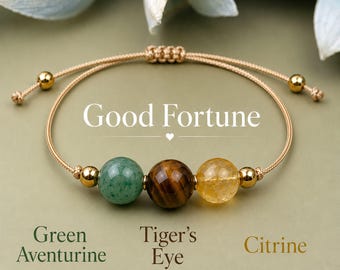 Good Fortune Bracelet Citrine Aventurine Tiger Eye Crystal Bracelet Lucky Bracelet Prosperity Gift Positive Energy Jewelry