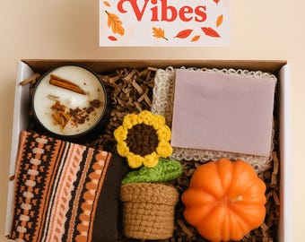 Thanksgiving Gift Box – Pumpkin Spice Spa Set, Fall Self Care Package, Candle & Soap Box
