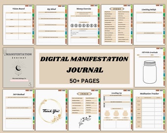 Planejador de manifestação digital para revender, planejador editável com hiperlink, uso comercial, direitos de revenda, Plr Digital Planners Canva Planner
