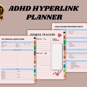 Planificador digital de TDAH, Planificador hipervinculado de TDAH para GoodNotes 2023, Planificador organizacional para adultos con TDAH