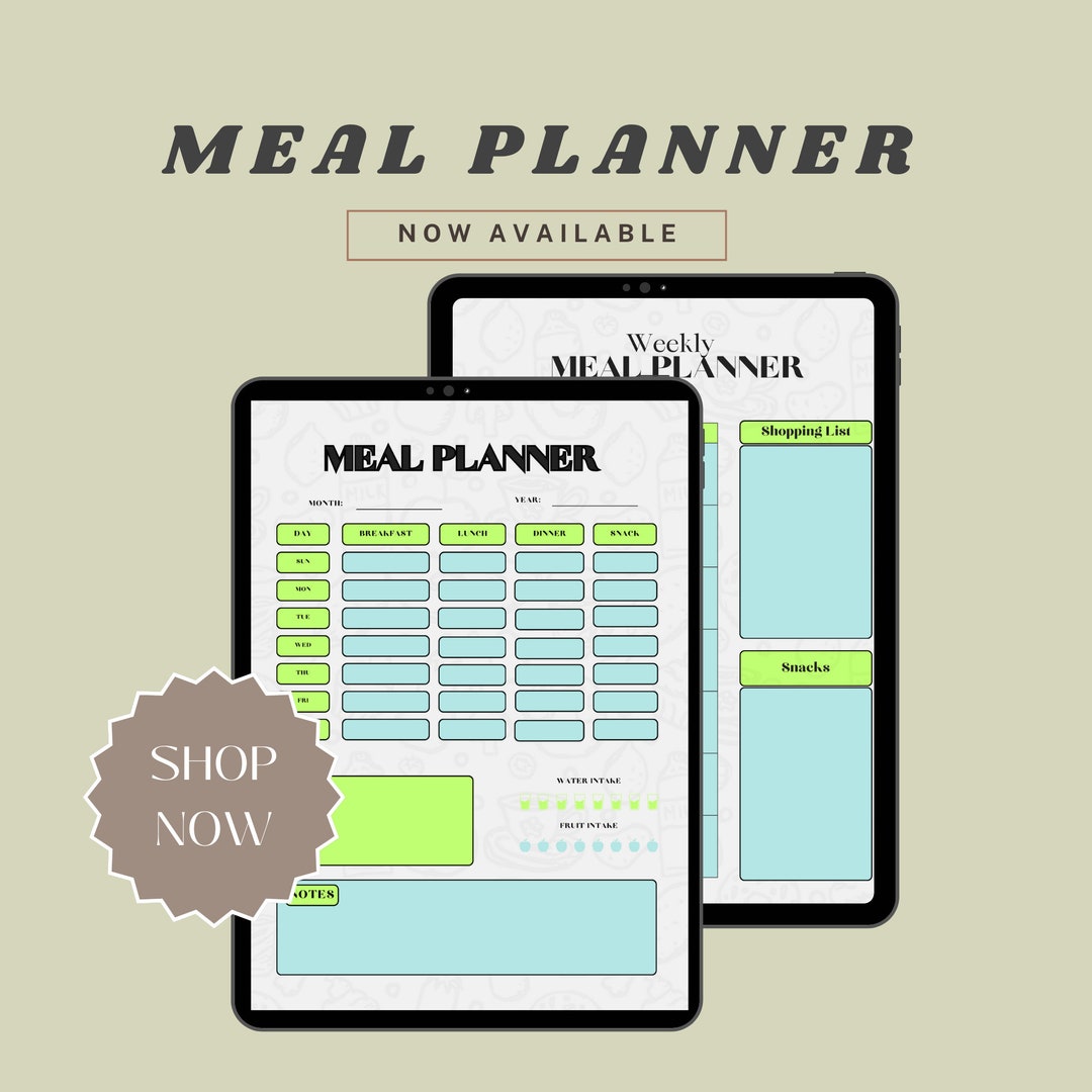 Meal Planner Meal Planner Digital Template Food Prep Printable Monthly ...