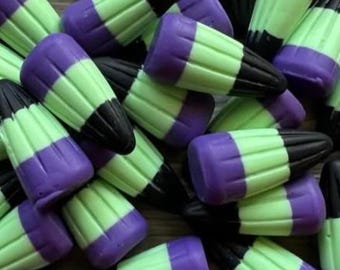Fake Halloween Candy Cabochons – Purple, Green & Black Resin Candy Set of 6